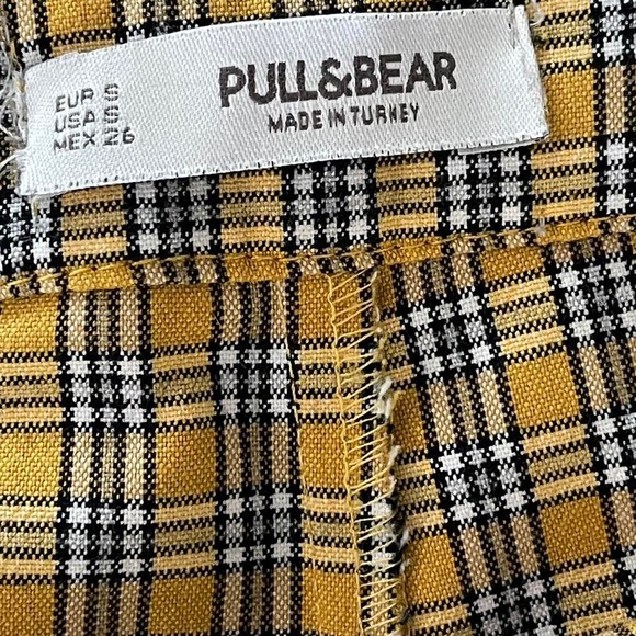 Yellow and black plaid high-waisted flare cropped pants small - Picture 3 of 8